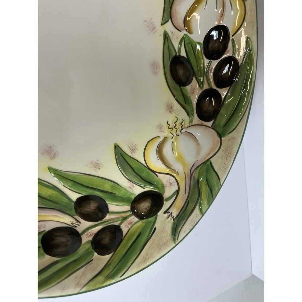 Clay Art Olives & Garlic Oval Serving Bowl 19
